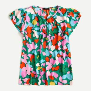 J Crew Drapey V-neck Top Blouse Confetti Floral M